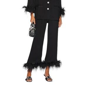 SLEEPER Party Black Feather Pajama Pants SMALL
